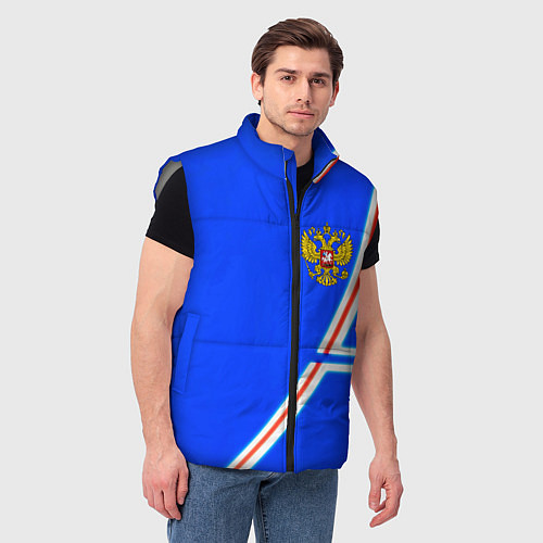 Мужской жилет Россия спорт текстура / 3D-Светло-серый – фото 3