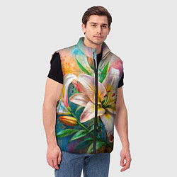 Мужской жилет Лилии абстракция гранж, цвет: 3D-черный — фото 2