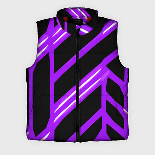 Мужской жилет Чёрно-белые полосы на фиолетовом фоне / 3D-Красный – фото 1