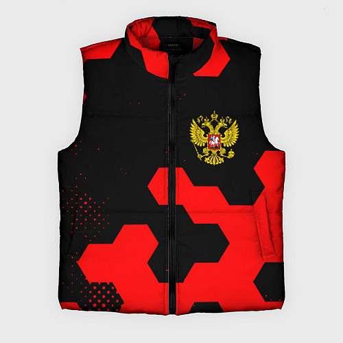 Мужской жилет Герб РФ спортивный стиль соты / 3D-Красный – фото 1