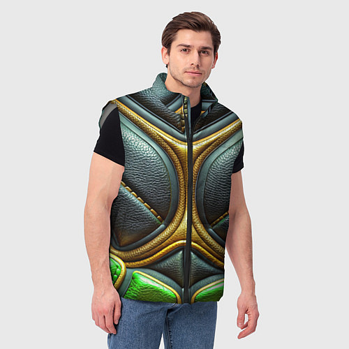 Мужской жилет Футуристичная текстура из кожи / 3D-Светло-серый – фото 3