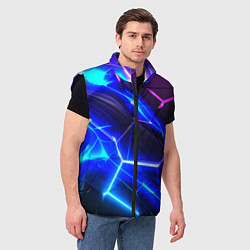 Мужской жилет Микс разломленных плит и неоновое свечения, цвет: 3D-черный — фото 2