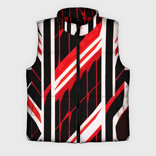 Мужской жилет Red and white lines on a black background / 3D-Красный – фото 1