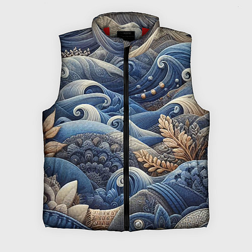 Мужской жилет Джинсовые волны - нейросеть / 3D-Красный – фото 1