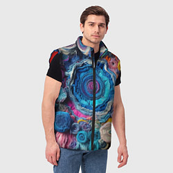 Мужской жилет Вязаные цветы - пэчворк, цвет: 3D-красный — фото 2