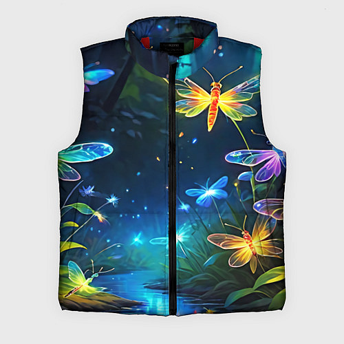 Мужской жилет Сказочный лес - бабочки / 3D-Красный – фото 1