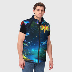 Мужской жилет Сказочный лес - бабочки, цвет: 3D-красный — фото 2