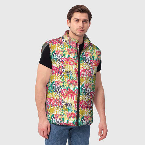 Мужской жилет Граффити с подтёками / 3D-Светло-серый – фото 3