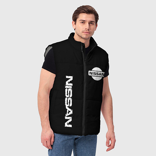 Мужской жилет Nissan logo white auto / 3D-Светло-серый – фото 3