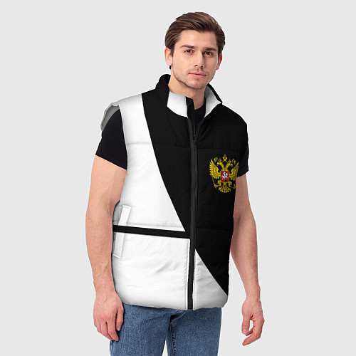 Мужской жилет Герб РФ текстура спорт / 3D-Светло-серый – фото 3