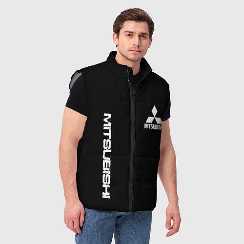 Мужской жилет Mitsubishi logo white auto / 3D-Светло-серый – фото 3