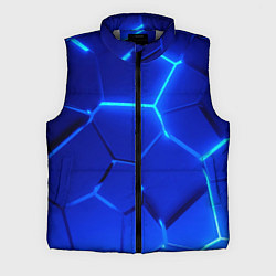 Мужской жилет Яркие синие неоновые плиты в разломе, цвет: 3D-светло-серый