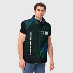 Мужской жилет Depeche Mode glitch blue, цвет: 3D-черный — фото 2