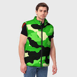 Мужской жилет Зелёный камуфляж текстура, цвет: 3D-красный — фото 2