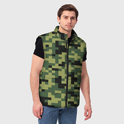 Мужской жилет Камуфляжный стиль текстура пикселя, цвет: 3D-черный — фото 2