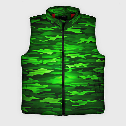 Мужской жилет Зелёные водоросли-камуфляж / 3D-Красный – фото 1