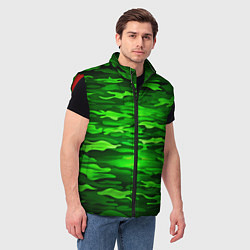 Мужской жилет Зелёные водоросли-камуфляж, цвет: 3D-красный — фото 2