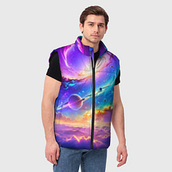 Мужской жилет Космос в неоновых тонах, цвет: 3D-черный — фото 2