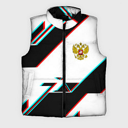 Мужской жилет Россия спортивная геометрия глитч, цвет: 3D-черный