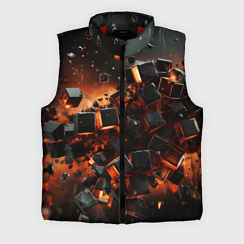 Мужской жилет Черные кубики во взрыве абстракции / 3D-Красный – фото 1