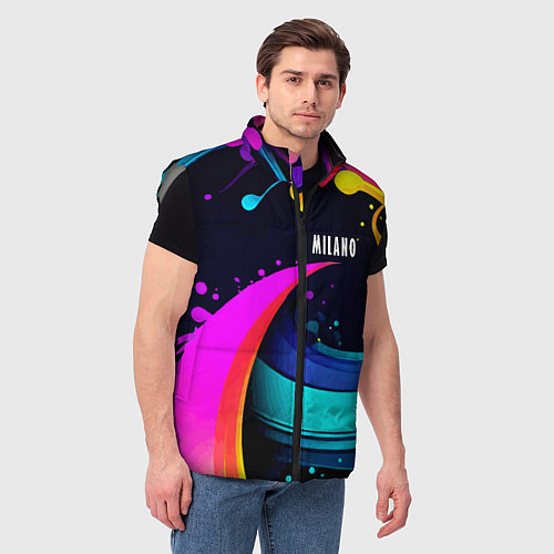 Мужской жилет Neon abstraction - Milano / 3D-Светло-серый – фото 3