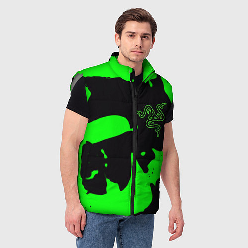 Мужской жилет Razer кислотный стиль краски / 3D-Светло-серый – фото 3