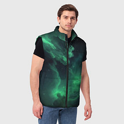 Мужской жилет Зелёная космическая туманность, цвет: 3D-черный — фото 2