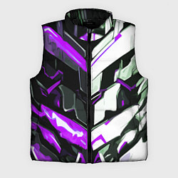 Мужской жилет Хаотичная фиолетово-белая абстракция на чёрном фон