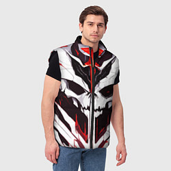 Мужской жилет Абстрактный белый череп и красные полосы, цвет: 3D-черный — фото 2