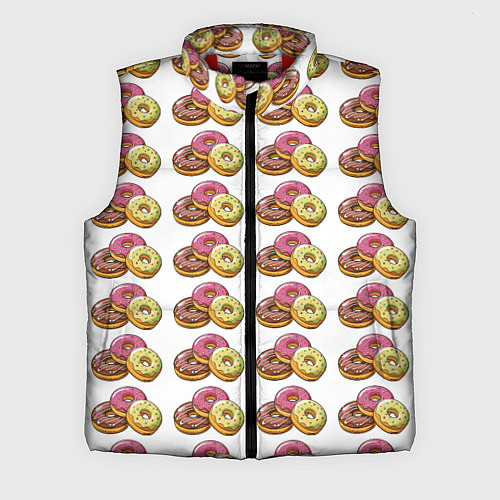 Мужской жилет Пончики-фастфуд паттерн / 3D-Красный – фото 1