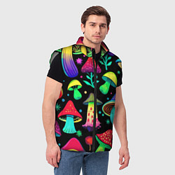 Мужской жилет Биолюминесцентные кислотные грибы, цвет: 3D-светло-серый — фото 2