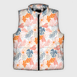 Мужской жилет Паттерн узор листьев, цвет: 3D-черный