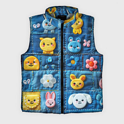 Мужской жилет Зайчата на пэчворк, цвет: 3D-светло-серый