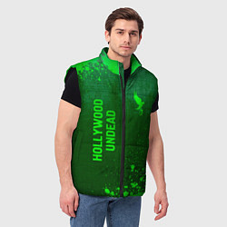 Мужской жилет Hollywood Undead - green gradient вертикально, цвет: 3D-черный — фото 2