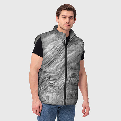 Мужской жилет Текстура дерева - абстракция / 3D-Светло-серый – фото 3
