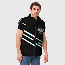Мужской жилет Полосы герб спорт, цвет: 3D-светло-серый — фото 2