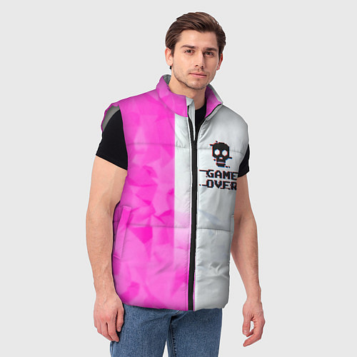 Мужской жилет Game over pink abstraction / 3D-Светло-серый – фото 3