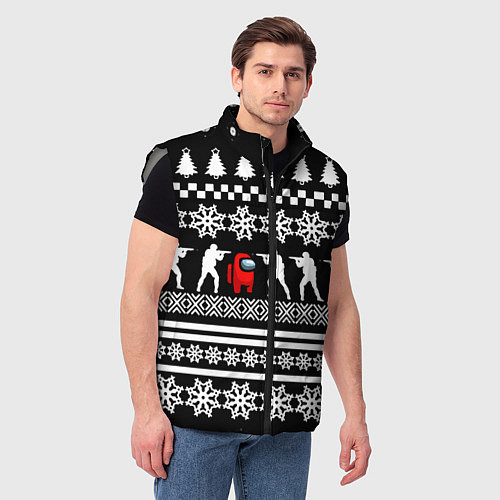 Мужской жилет Among us x cs go / 3D-Светло-серый – фото 3