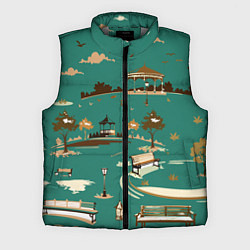 Мужской жилет Осенний городской парк, цвет: 3D-светло-серый