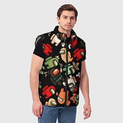 Мужской жилет Персонажи Among us, цвет: 3D-светло-серый — фото 2