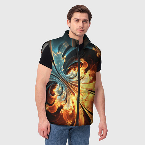 Мужской жилет Абстрактный фрактал / 3D-Светло-серый – фото 3