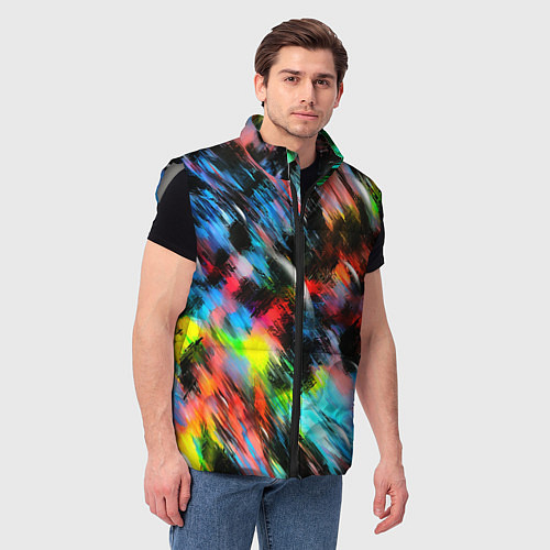 Мужской жилет Цветные краски абстракция / 3D-Светло-серый – фото 3