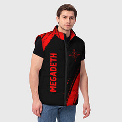 Мужской жилет Megadeth - red gradient вертикально, цвет: 3D-черный — фото 2