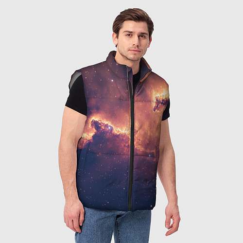 Мужской жилет Космические облака и звезды / 3D-Светло-серый – фото 3