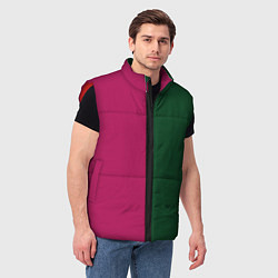 Мужской жилет Полосы фуксия, зеленый и черный, цвет: 3D-красный — фото 2