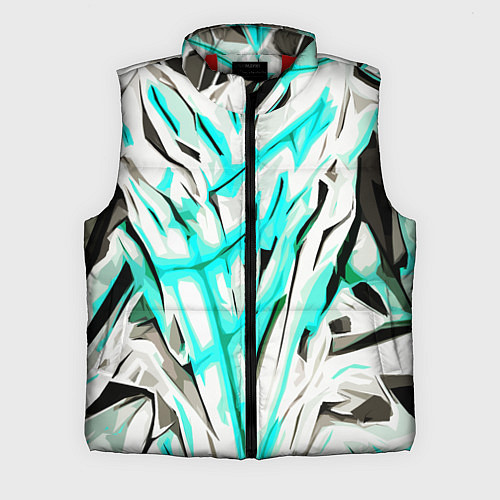 Мужской жилет Чёрно-голубая агрессивная абстракция на белом фоне / 3D-Красный – фото 1