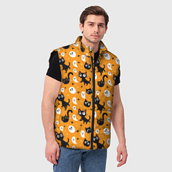 Мужской жилет Паттерн с черными кошками, цвет: 3D-черный — фото 2
