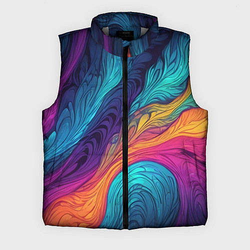 Мужской жилет Перья эбру абстракция / 3D-Светло-серый – фото 1