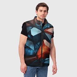 Мужской жилет Синие и янтарные камни, цвет: 3D-черный — фото 2