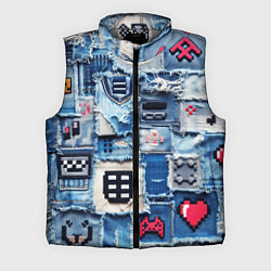 Мужской жилет Геймерские знаки на пэчворк, цвет: 3D-светло-серый